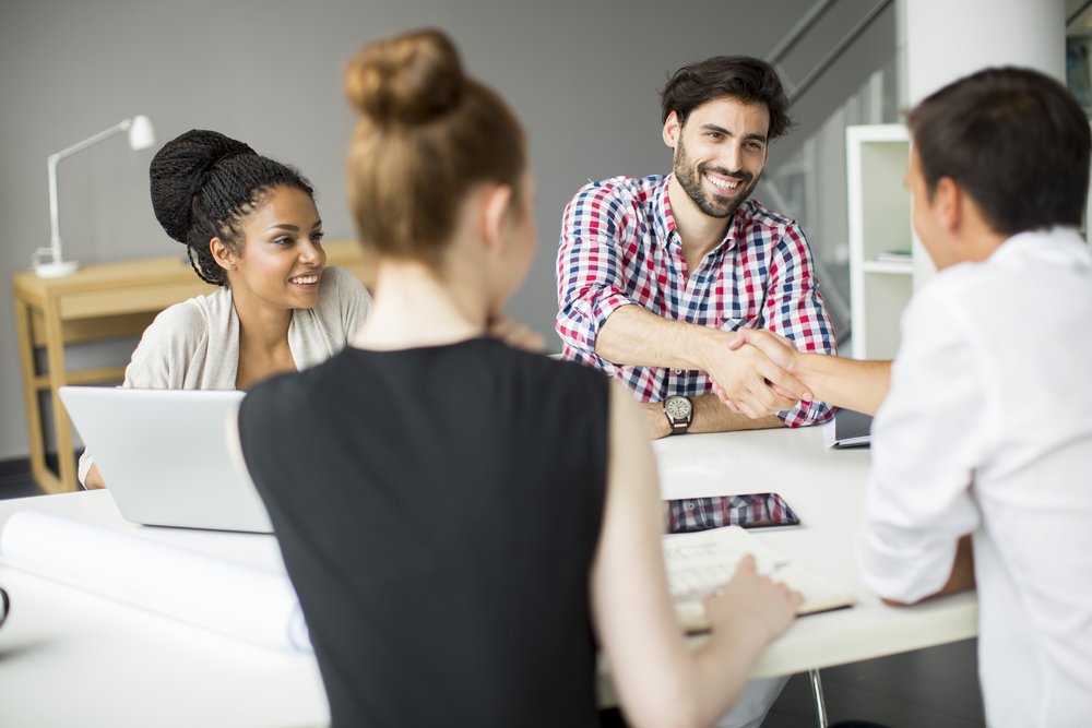 law firm staff working together in office