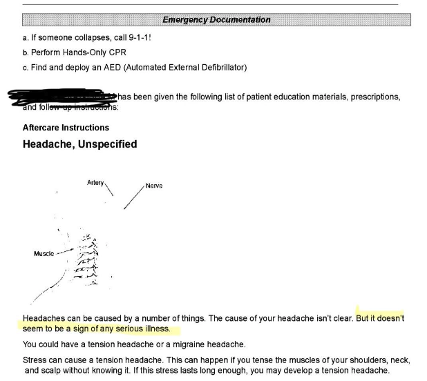 Redacted copy of client's paperwork showing comments form healthcare staff