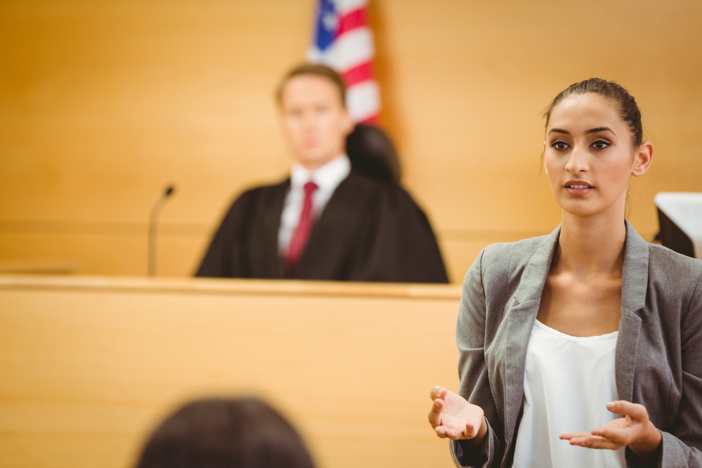 attorney stands before court